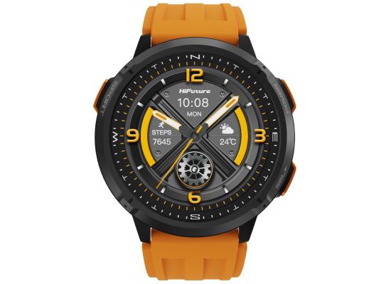 HiFuture MIX 3 Smart Watch, 1.43" AMOLED Display, Powered by Dual Core Processor & Syntra AI, 100+ Sports Modes Heart Rate & Oxygen Tracking, 3ATM Waterproof, up to 10 days daily use - Orange